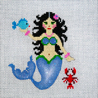 JP Needlepoint  #S-062 Black Haired Mermaid