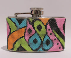 Voila # FL706 Colorful Paisley Mini 3 oz. Flask