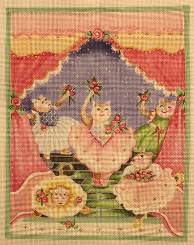 A beginner needlepoint kit for kids and adults who are learning to  needlepoint. Daisy Does Ballet measures 7 x 5 and is color-printed onto  10 mesh canvas. The needlepoint kit comes with