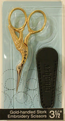 Notions Marketing - 3 1/2" Gold-handled Stork Embroidery Scissors
