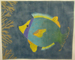 Nan Hempel Designs Blue, Green, Purple, Yellow Fish Gold Coral