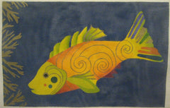 Nan Hempel Orange Fish on Blue Background