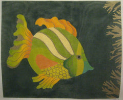 Nan Hempel Yellow & Green Fish on Green Background